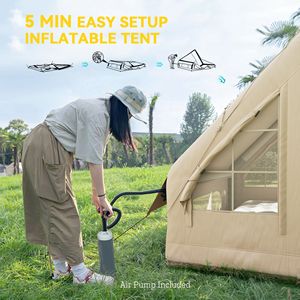 Tenda da Campeggio Gonfiabile Impermeabile e Antivento con Pompa Manuale, Tenda Gonfiabile 4 Stagioni con Finestre e Porte in Rete, Pali Robusti in TPU - Product Image 4