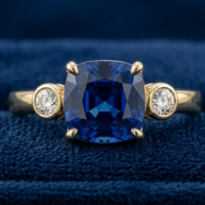 Custom Blue Zircon Gold Plated Fine <b>Ring</b> Cushion Cut Gemstone Band for Wedding Party Gift - Product Image 5