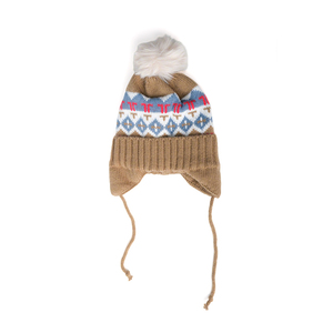 Bonnet tricoté unisexe avec pompon, motif géométrique, chapeau d'hiver pour usage extérieur et décontracté, adulte 56-58CM - Product Image 4