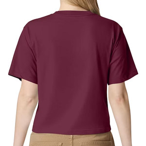 เสื้อยืดครอปผู้หญิง แขนสั้น คอกลม ผ้าฝ้าย สวมใส่สบาย ยืดหยุ่นได้ สีพื้น เหมาะสำหรับฤดูร้อน - Product Image 3