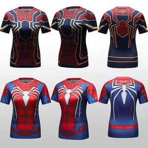 T-shirt de costume de super-héros Spider-Man pour femme, imprimé par transfert thermique, 100 % polyester/coton, coupe ajustée, anti-UV, respirant - Product Image 4