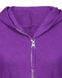 Sudadera con capucha corta morada para mujer, ajustada, de manga larga, de algodón y forro polar, estilo casual urbano, con logotipo personalizado, fabricación ODM - Product Image 5