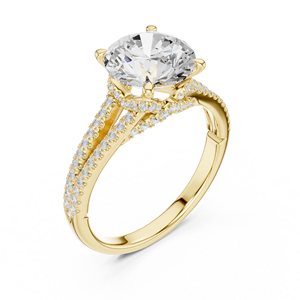Anillos de compromiso de diamantes con vástago dividido, oro macizo de 14K, diamante cultivado en laboratorio de 2.5 CT, corte brillante redondo, colección de joyería. - Product Image 4