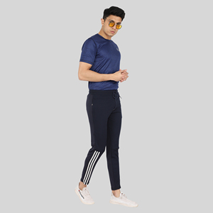 Pantalon de survêtement sport bleu quatre directions avec bande latérale, logo personnalisable, impression HD, délavage coloré, en Spandex/Polyester, séchage rapide, tailles homme M/L/XL - Product Image 6