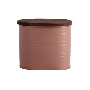 Handcrafted <b>Stackable</b> Metal <b>Storage</b> <b>Containers</b> with Wooden Lids Retro Kitchen Canisters for Food Preservation Cylinder Shape - Product Image 2