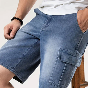 Streetwear High Quality Custom Breathable Light Knitted Straight Denim Shorts <b>Men</b> Summer Trending New Fashion Outdoor Wear - Product Image 6