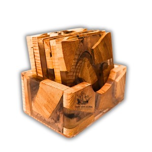 Posavasos de madera de cedro hechos a mano con impresiones de arte botánico |   Venta al por mayor - Product Image 4