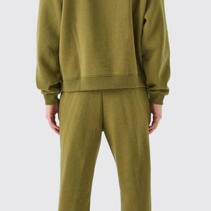 Ensemble de survêtement homme en molleton de coton épais surdimensionné, avec finition brute, comprenant un sweat à capuche et un pantalon de jogging, deux pièces, pour l'hiver - Product Image 5