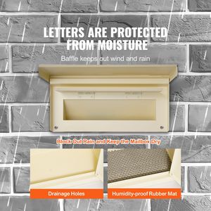 Cassetta Postale Robusta in Acciaio da Montare Attraverso il Muro 2.8-7.9'' 13'' con Serratura a Combinazione e Chiavi 12.5x6.3x16.9'' per Esterni - Product Image 2