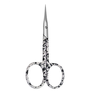 Ciseaux à cuticules en acier inoxydable, lame droite, pointe acérée, trou rond, manche noir et blanc moucheté, outils de beauté pour adultes, durables - Product Image 3