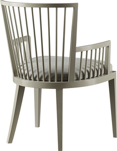 Silla de Madera Pintada en Gris de Estilo Nórdico Minimalista con Respaldo de Listones Verticales - Product Image 3