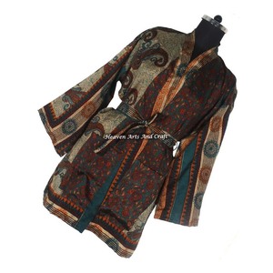 KS010 Beachwear Vintage Sari Kimono Short Manufacturer Of Beachwear Vintage Sari Kimono Short <b>Cardigan</b> Vintage Sari Kimono Short - Product Image 3