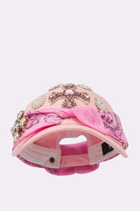 Casquette de baseball rose avec croix en strass, nœud en perles, ajustable, 6 panneaux, 100% coton, chapeau tendance unisexe, style décontracté printemps-été - Product Image 2