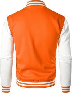 <b>Men's</b> Orange <b>White</b> Color Blocking Crew Neck Casual T-Shirt Regular Sleeve Spliced Design Pullover Style - Product Image 2