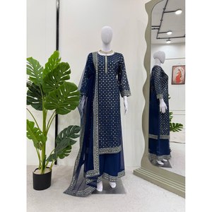 Ensemble de vêtements de fête pour femmes avec fil et séquence pour un look élégant - Product Image 1