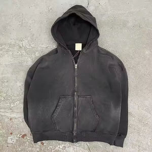 Vente en gros – Sweat à capuche pour homme délavé à l'acide, anti-plis, en molleton de coton, taille adulte, couleur unie, vente directe usine, service OEM - Product Image 1