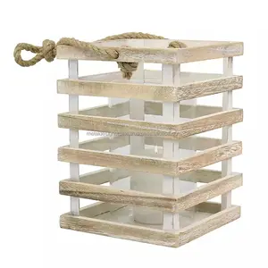 โคมไฟโลหะสีขาวล้างได้สำหรับตกแต่งคริสต์มาสที่วางเทียนที่ทำจากไม้สำหรับบ้านขวดโหลและโคมไฟอื่นๆ - Product Image 1