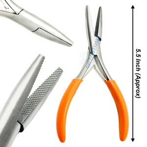 Professional 5.5 Inch Hair Extension Flat <b>Nose</b> Plier with Inside Teeth Stainless Steel Micro Ring & Nano Bead Crimping Tool - Product Image 6