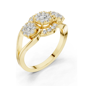 Women's Yellow Gold Diamond Engagement Ring Round Brilliant Cut Classic Style - Product Image 1