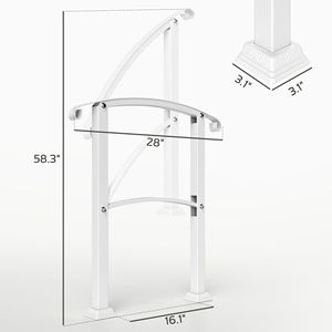 Corrimano in Metallo Bianco a 1-3 Gradini per Scale Esterne di Portico e Terrazza, Kit di Facile Installazione per Dispositivi di Assistenza in Calcestruzzo - Product Image 3