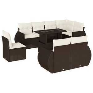 Ensemble de canapés de jardin modulaires en rotin PE brun, mobilier d'extérieur au design contemporain, coussins en mousse haute densité, pour usage extérieur - Product Image 4