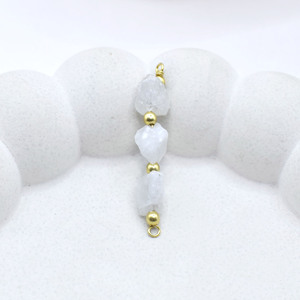 Moonstone Connector Three Stone With <b>Beaded</b> Charm Connector Handmade Gold Plated Birthstone Jewelry Gift For Her - Product Image 3