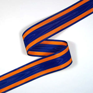 Red Grosgrain <b>Ribbon</b> With Blue Stripe 1-1/2 Inch Wide Woven Polyester Gift Packaging Decorative Strip - Product Image 6