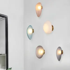 현대 집 조명 실내 자갈 벽 Sconce 빛 LED 벽 마운트 램프 컬러 자갈 유리 LED 벽 빛