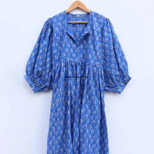 Beautiful floral Cotton Block Printed dress Dress For Casual wear Hand Block Printed Dress - Product Image 2