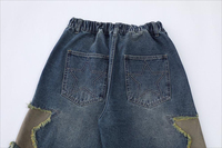 Jean en denim vintage streetwear été/hiver 2026, taille haute, respirant, effet usé, broderie personnalisée, mignon, clair/foncé