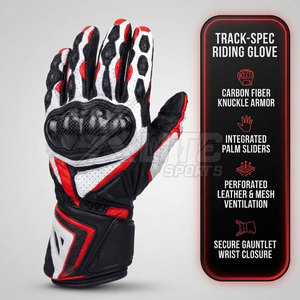 Gants de moto en cuir d'hiver de haute qualité à doigts entiers avec fonction tactile, panneaux respirants et sangle de poignet imperméable - Product Image 5