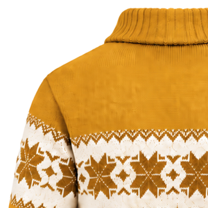 Suéter Casual para Hombre, Color Amarillo Mostaza, Diseño Fair Isle, Cuello con Botones, Manga Larga, Tejido con Patrón, Puños Acanalados, Invierno, 100% Algodón - Product Image 4