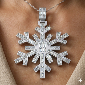 Colgante de Plata de Ley 925 con Baño de Rodio y Moissanita de Corte Baguette, Diseño Vintage Celestial Personalizado, Estilo Hip Hop, con Forma de Copo de Nieve, para Fiestas - Product Image 6