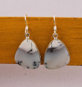 Natural Dendritic <b>Opal</b> <b>Earrings</b> 925 Sterling Silver Handmade Shalin Gemstone Drop <b>Earrings</b> Wholesale Unique Dendrite Jewelry - Product Image 4