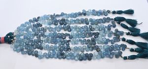 Perles en forme de cœur facettées en aquamarine mousse naturelle AAA, perles de pierres précieuses en aquamarine mousse, perles en aquamarine à coupe latérale en forme de cœur, 8 pouces - Product Image 6