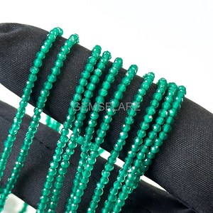 Natural Green Onyx Micro Faceted Round Beads 2MM Onyx Beads For Jewelry Making Wholesale Diamond Cut Faceted Loose Gemstone Bead - Product Image 3