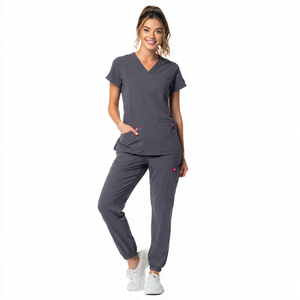 Hospital Medical Unisex <b>Scrub</b> Suits Knitted Breathable Comfortable Customized Color & Logo High Quality Nursing Uniform Sets - Product Image 2