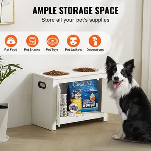 ที่วางชามอาหารสุนัข2ชั้นพร้อมตู้เก็บของเล่นและอาหาร - Product Image 3