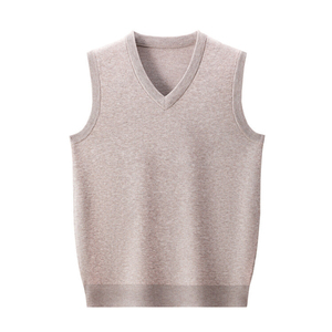 Vente directe usine 2026 – Nouveau gilet pull sans manches en cachemire tricoté uni respirant pour homme, col en V, confortable, collection automne-hiver - Product Image 6
