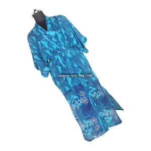 KL008 Camisón Kimono de Seda con Estampado Floral Vintage, Estilo Sari, para Invierno y Otoño, Mangas Largas, Seda Sintética - Product Image 6