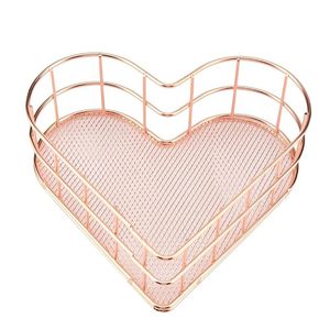 Multifunctional Iron Heart Shape Storage <b>Basket</b> Decorative Wire Organizer for Home Office - Product Image 1