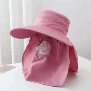 Chapeau de protection solaire d'été pour femmes avec couvre-visage, large bord respirant, protection UV, pour la plage et les voyages en plein air - Product Image 5