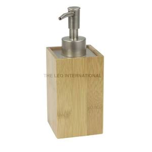 Bathroom Square Bamboo Manual Liquid Soap <b>Dispenser</b> Hand Pump Sanitizer <b>Dispenser</b> <b>Bottle</b> Natural Color - Product Image 1