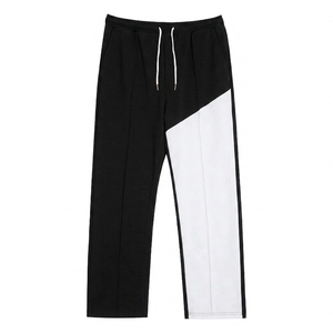 Pantalon de survêtement pour homme, bleu et blanc, à blocs de couleur, taille élastique avec cordon de serrage, décontracté, tricoté, léger, pour l'été - Product Image 4