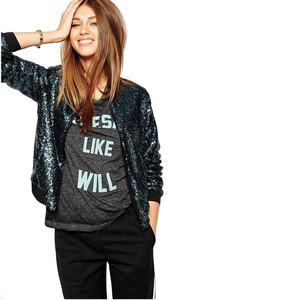 Blouson bombardier à col montant blousons bombardiers à motifs personnalisés de qualité supérieure à paillettes pour femmes vente en gros de vestes d'hiver pour femmes - Product Image 3