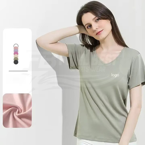 เสื้อยืดผู้หญิง คอโอ แขนสั้น ทรงปกติ ผ้าฝ้าย 100% ระบายอากาศได้ดี เป็นมิตรกับสิ่งแวดล้อม เหมาะสำหรับฤดูร้อน สไตล์ลำลอง รับออกแบบตามสั่ง บริการ OEM - Product Image 2