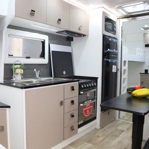 Luxury Standard Caravan Camper Trailer <b>Travel</b> RV Trailer House with Kitchen Sleeping Space Modern Fiberglass Design - Product Image 4