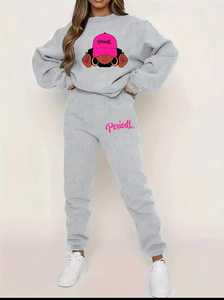 Survêtement pour femmes, sweat-shirt à col ras du cou avec imprimé de personnage, pantalon à taille élastique, manches longues, vêtements décontractés d'automne - Product Image 3