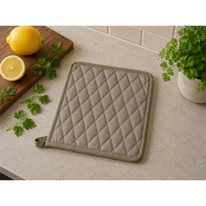 Porte-casserole matelassé en coton et lin de qualité supérieure |   Tapis de cuisine résistant à la chaleur pour la cuisson, la pâtisserie et la protection de la cuisine - Product Image 1