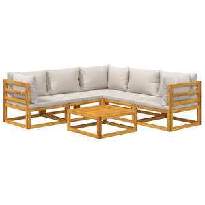 Brown <b>6</b>-<b>Piece</b> Solid Wood <b>Patio</b> Lounge <b>Set</b> with Comfortable Cushions Model D0100H7BX32 - Product Image 3